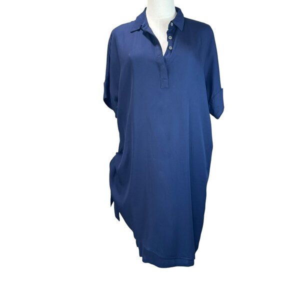 Tommy Bahama Navy Blue Tie-Side Shirt Dress Size Small - Picture 1 of 10
